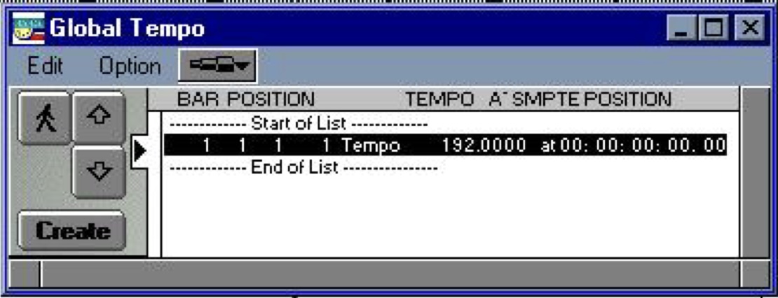 Emagic Logic tempo display showing 4 decimal places